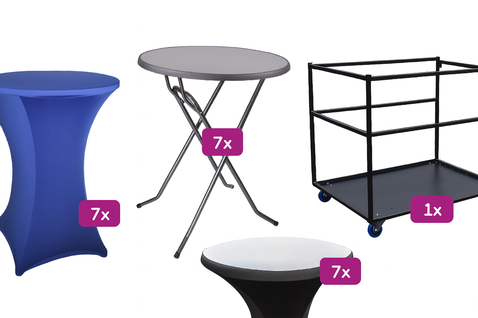 Transportkar klein inclusief statafel Hudson en Stretchrok + Topcover