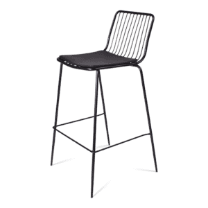 Statafelstoel met rugleuning, ideaal voor horeca en evenementen, zwart design.