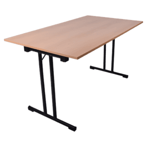 Statafel met houten blad en metalen onderstel, ideaal voor evenementen en horeca.