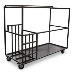 Statafelwagen met wielen, ideaal voor horeca en evenementen, voor gemakkelijk transport.