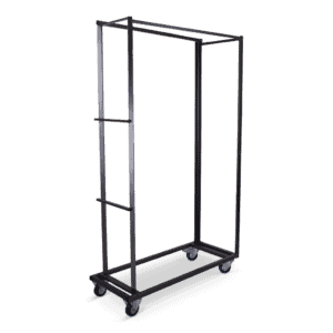 Statafelwagen met wielen, ideaal voor evenementen en catering, stevige metalen constructie.