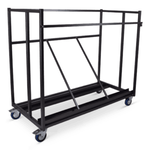 Statafelwagen met wielen voor gemakkelijk transport en opslag van statafels.