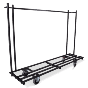 Statafelwagen met wielen voor gemakkelijk transport en opslag van statafels.