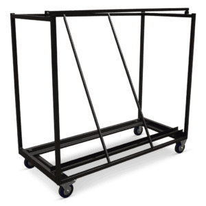 Robuuste stalen statafelwagen voor evenementen en horeca.
