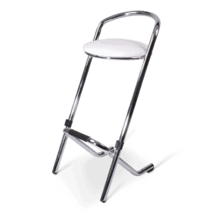 Moderne statafelstoel met comfortabele zitting en voetsteun voor evenementen.