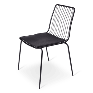 Moderne zwarte statafelstoel met rugleuning, ideaal voor evenementen en horeca.