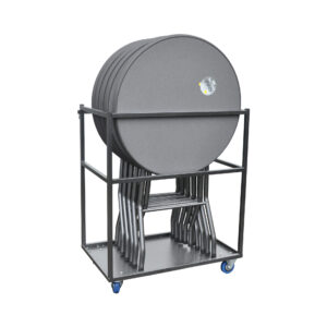 Transportkar voor statafels en inklapbare stoelen, ideaal voor evenementen.