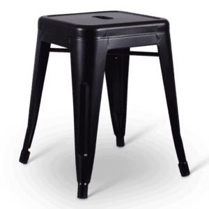 Zwarte statafelkruk voor evenementen en horeca, stevig en comfortabel.