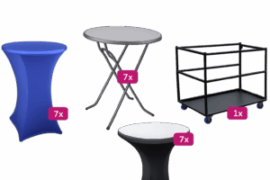 Transportkar klein inclusief statafel Hudson en Stretchrok + Topcover